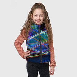 Детский жилет Разноцветные неоновые линии Абстракция Multicolore, цвет: 3D-черный — фото 2