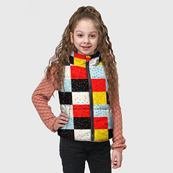 Детский жилет MULTICOLORED SQUARE MOSAIC, цвет: 3D-черный — фото 2