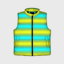Детский жилет Бирюзово-желтые неоновые полосы, цвет: 3D-черный