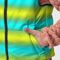 Детский жилет Бирюзово-желтые неоновые полосы, цвет: 3D-светло-серый — фото 2