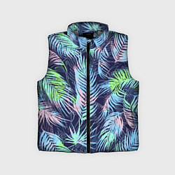 Детский жилет Разноцветные Листья Пальм, цвет: 3D-светло-серый
