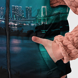 Детский жилет Неоновый город с рекой - Светло-зелёный, цвет: 3D-черный — фото 2