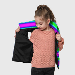 Детский жилет Зеленый и фиолетовые яркие неоновые полосы striped, цвет: 3D-черный — фото 2