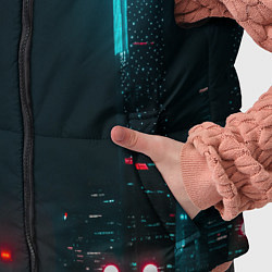 Детский жилет Неоновые высотки в городе - Светло-синий, цвет: 3D-красный — фото 2