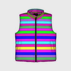 Детский жилет Multicolored neon bright stripes, цвет: 3D-светло-серый