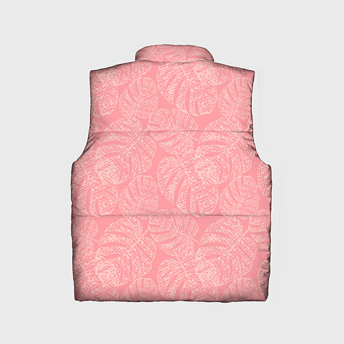 Детский жилет Бежевые листья монстеры на розовом / 3D-Светло-серый – фото 2