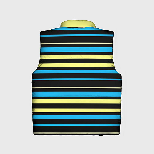 Детский жилет Желто-голубые полосы на черном фоне / 3D-Светло-серый – фото 2