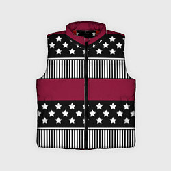 Детский жилет Burgundy black striped pattern, цвет: 3D-красный