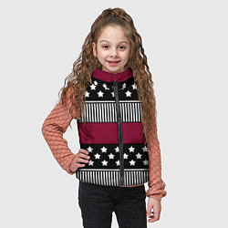 Детский жилет Burgundy black striped pattern, цвет: 3D-красный — фото 2