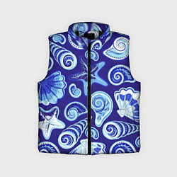 Детский жилет Паттерн из океанских раковин и морских звёзд, цвет: 3D-черный