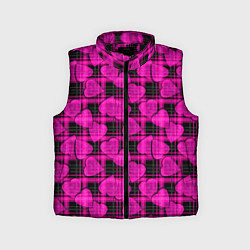 Детский жилет Black and pink hearts pattern on checkered