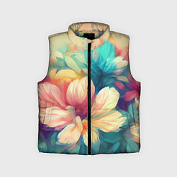 Детский жилет Цветочный букет нарисованный маслом, цвет: 3D-светло-серый
