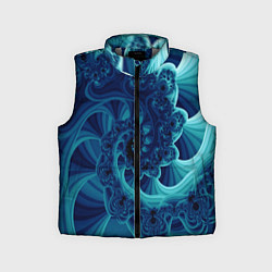 Детский жилет Закрученный синий фрактал, цвет: 3D-светло-серый