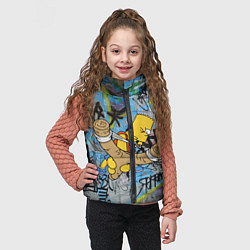 Детский жилет Целящийся из рогатки Барт Симпсон на фоне граффити, цвет: 3D-красный — фото 2
