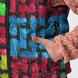Детский жилет Грубая вязка - цветная клетка - fashion 2044, цвет: 3D-красный — фото 2