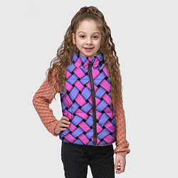Детский жилет Фиолетово-сиреневая плетёнка - оптическая иллюзия, цвет: 3D-черный — фото 2