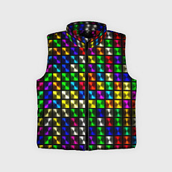 Детский жилет Разноцветные неоновые квадраты, цвет: 3D-красный