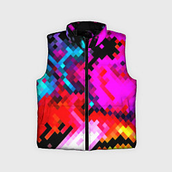 Детский жилет Pixel neon mosaic, цвет: 3D-черный