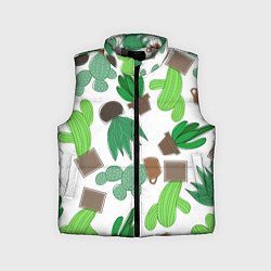 Детский жилет Кактусы в горшках - паттерн, цвет: 3D-светло-серый