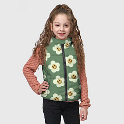 Детский жилет Цветочки-смайлики: темно-зеленый паттерн, цвет: 3D-черный — фото 2