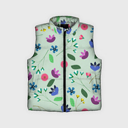 Детский жилет Цветы, веточки и листья, цвет: 3D-светло-серый