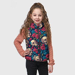 Детский жилет Черепа и красные розы, цвет: 3D-светло-серый — фото 2