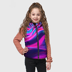 Детский жилет Фиолетовые неоновые волны, цвет: 3D-светло-серый — фото 2