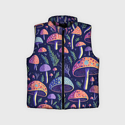 Детский жилет Грибы паттерн, цвет: 3D-черный