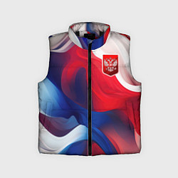 Детский жилет Красный герб России, цвет: 3D-черный
