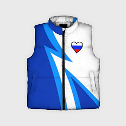 Детский жилет Флаг России в сердечке - синий, цвет: 3D-светло-серый