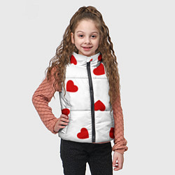 Детский жилет Красные сердечки на белом, цвет: 3D-черный — фото 2