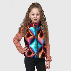 Детский жилет Разноцветные объёмные ромбы узор, цвет: 3D-черный — фото 2