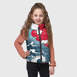 Детский жилет Страна восходящего солнца - большая волна, цвет: 3D-черный — фото 2