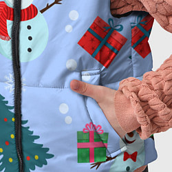 Детский жилет Снеговики с новогодними подарками паттерн, цвет: 3D-черный — фото 2