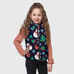Детский жилет Снеговички с рождественскими оленями и елками, цвет: 3D-черный — фото 2