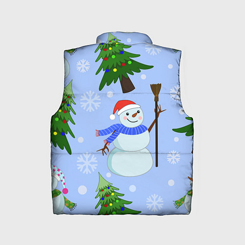 Детский жилет Снеговики с новогодними елками паттерн / 3D-Светло-серый – фото 2