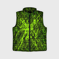 Детский жилет Зелёная глитч инфекция, цвет: 3D-черный