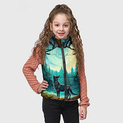 Детский жилет Волк в ночном лесу фолк-арт, цвет: 3D-красный — фото 2