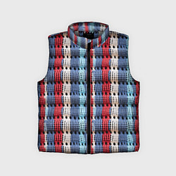 Детский жилет Вязаный узор разноцветные вертикальные полосы, цвет: 3D-светло-серый