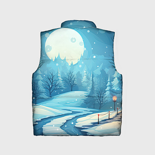 Детский жилет Новогодний пейзаж природа / 3D-Светло-серый – фото 2