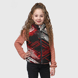 Детский жилет Киберпанк линии белые и красные, цвет: 3D-черный — фото 2