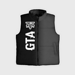Детский жилет GTA glitch на темном фоне по-вертикали, цвет: 3D-черный