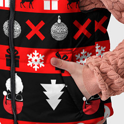 Детский жилет Новогодний патерн с оленями и сантой, цвет: 3D-черный — фото 2