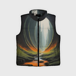 Детский жилет Природа на загадочной планете, цвет: 3D-черный