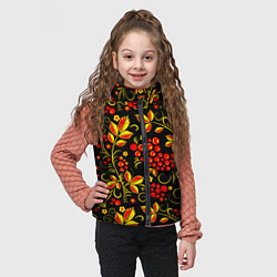 Детский жилет Хохломская роспись золотистые листья чёрном фоне, цвет: 3D-черный — фото 2