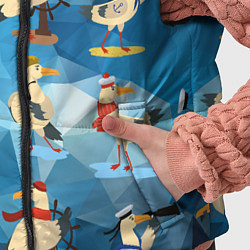 Детский жилет Паттерн чаек на полигональном синем, цвет: 3D-черный — фото 2