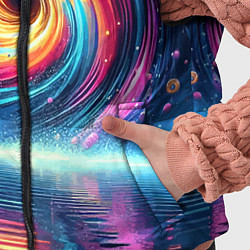 Детский жилет Неоновая космическая абстракция - нейросеть, цвет: 3D-светло-серый — фото 2
