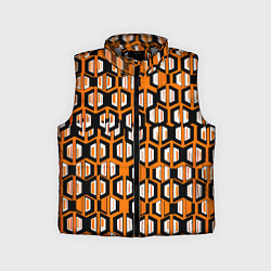 Детский жилет Техно узор из шестиугольников оранжевый, цвет: 3D-светло-серый