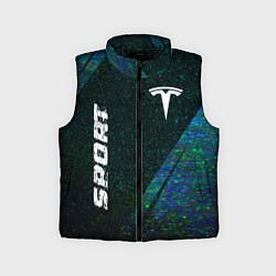 Детский жилет Tesla sport glitch blue, цвет: 3D-черный