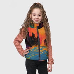 Детский жилет Абстрактная городская улица со зданиями и река, цвет: 3D-красный — фото 2